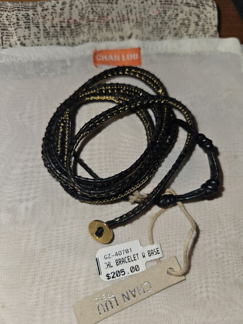 Chan Luu Black and Gold Multi-Strand Wrap Bracelet